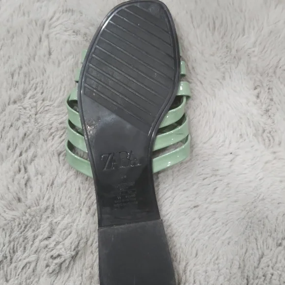 Zara Green Woven Sandals Size 8 - Picture 2 of 8